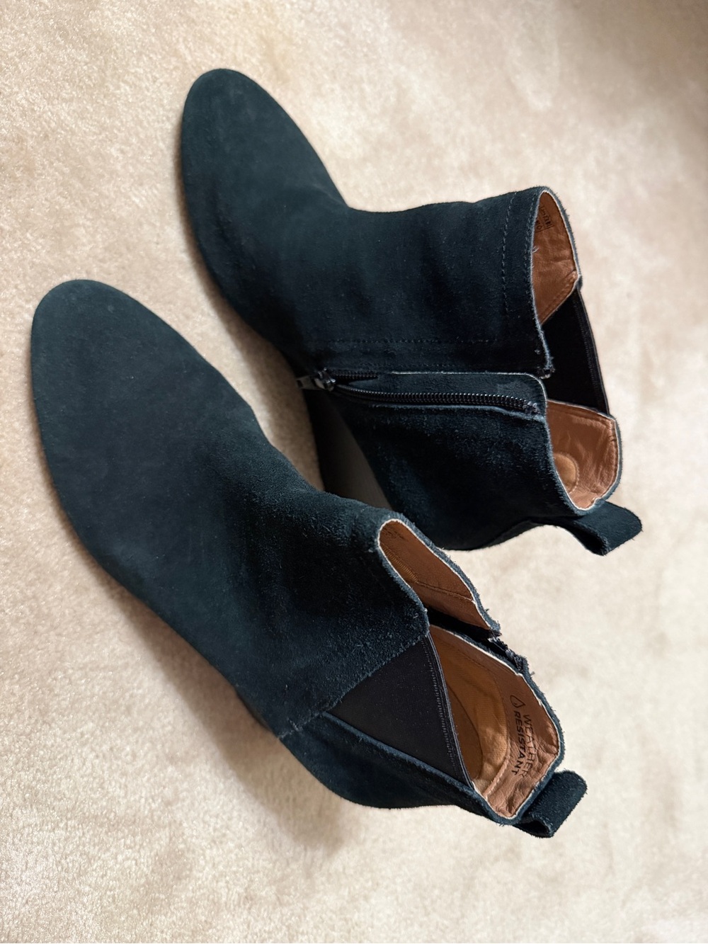 Vionic Black Suede Wedge Ankle Boots